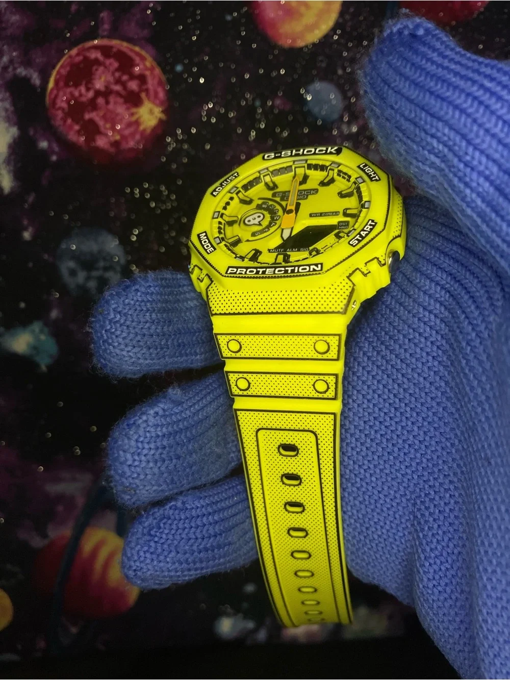 Custom G Shock Yellowish Green cartoon style colorway